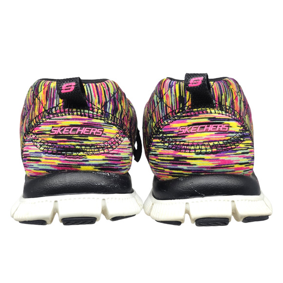 Skechers Shoes Womens 8 Rainbow Striped Neon Abstract Lite Weight Tennis Running - Picture 7 of 11